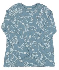 Modrošedé triko se zvířátky H&M