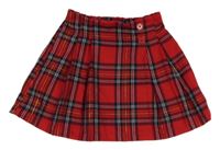 Červeno-tmavomodro-bílo-zlatá kostkovaná sukně s knoflíky PRIMARK