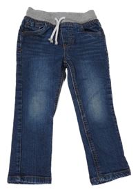 Tmavomodré skinny rifle se šedým úpletovým pasem Cat&Jack