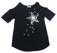 Černé tričko s hvězdou z flitrů H&M