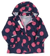 Tmavomodro-růžová puntíkovaná šusťáková bunda s kapucí Papagino