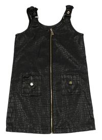 Černé vzorované koženkové propínací šaty River Island 