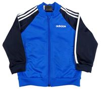 Safírovo-tmavomodrá sportovní propínací mikina s logem Adidas