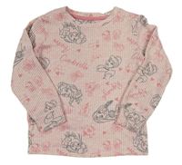 Růžové melírované žebrované úpletové triko s Disney princeznami zn. Mothercare