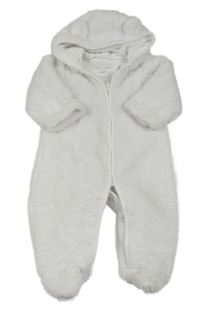 Bílá chlupatá kombinéza s kapucí The Little White Company