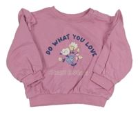 Růžová mikina s květy a volánky zn. M&S