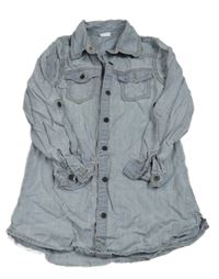 Světlemodré lehké propínací košilové šaty riflového vzhledu Next