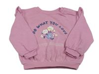 Růžová mikina s květy a volánky zn. M&S