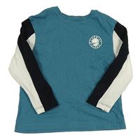 Zeleno-černo-bílé triko s planetou Primark