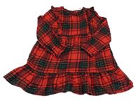 Červeno-černo-tmavozelené kostkované třpytivé flanelové šaty George