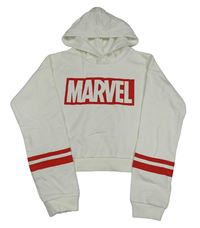 Smetanová crop mikina s logem Marvel a kapucí H&M