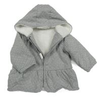 Šedá melírovaná puntíkatá zateplená propínací mikina s kapucí Topomini