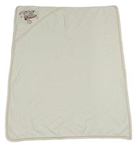 Bílá zavinovací deka s kapucí se letadlem se zvířaty