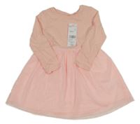 Nové - Růžové bavlněno/tylové šaty F&F