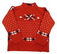 Červený vzorovaný vlněný podšitý svetr Alive