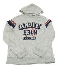 Světlešedá melírovaná mikina s nápisem a kapucí C&A