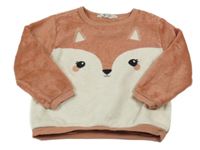 Starorůžovo-béžová chlupatá mikina s veverkou H&M