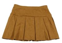 Hnědá semišová skládaná sukně