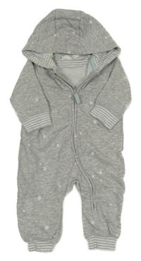 Šedá melírovaná tepláková kombinéza s hvězdami a kapucí H&M