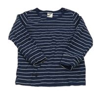 Tmavomodro-bílé pruhované žebrované triko H&M