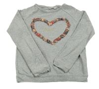Šedá melírovaná mikina se srdcem Name it