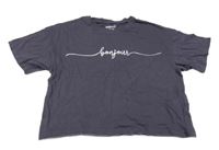 Lilkové crop tričko s nápisem Pepperts