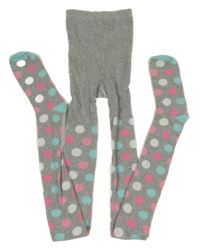 Šedé melírované puntíkaté punčocháče