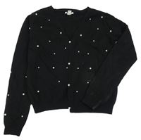 Černý propínací svetr s perlami Primark