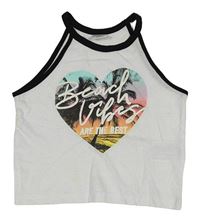 Bílý crop top s palmami a nápisem Page One Young