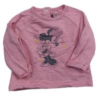 Růžová melírovaná lehká mikina s Minnie zn. Disney