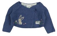 Modrý pletený zavinovací svetr s králíkem Next