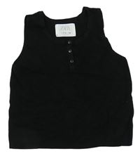 Černý žebrovaný pletený crop top Zara
