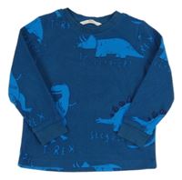 Tmavomodré fleecové pyžamové triko s dinosaury M&S