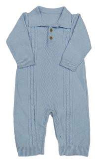 Světlemodrý vzorovaný pletený overal s límečkem Nutmeg