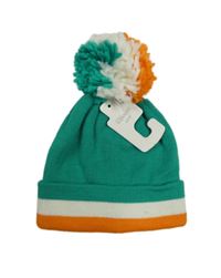 Nové - zeleno-oranžová pletená čepice s bambulí dunnes