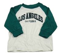 Bílo-zelené triko s nápisem 