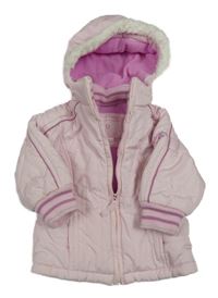 Světlerůžová šusťáková zimní bunda s kapucí 