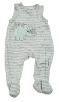 Šedo-mintové pruhované dupačky se slonem Ergee