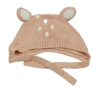 Světlerůžová pletená čepice s oušky 