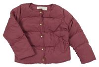 Tmavorůžová šusťáková zateplená prošívaná bunda 