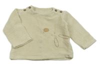 Smetanové žebrované sametové triko s králíkem 