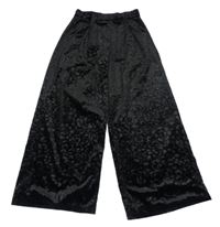 Černé sametové vzorované teplákové kalhoty s páskem Zara