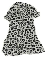 Bílo-černé květované lehké šaty River Island