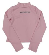 Světlerůžové žebrované crop triko s nápisem Matalan