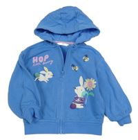 Modrá propínací mikina s králíky a kapucí M&S