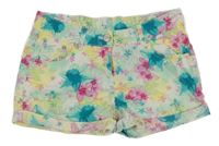 Bílo-barevné plátěné květované kraťasy C&A