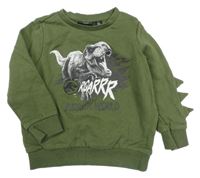 Tmavozelená mikina s dinosaury a ostny 
