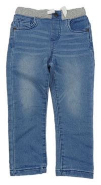 Modré skinny teplákové rifle s úpletovým pasem Pep&Co