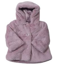 Starorůžový chlupatý podšitý zateplený kabát s kapucí Nutmeg