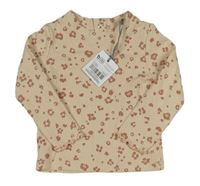 Smetanovo-růžové žebrované triko s leopardím vzorem Tu